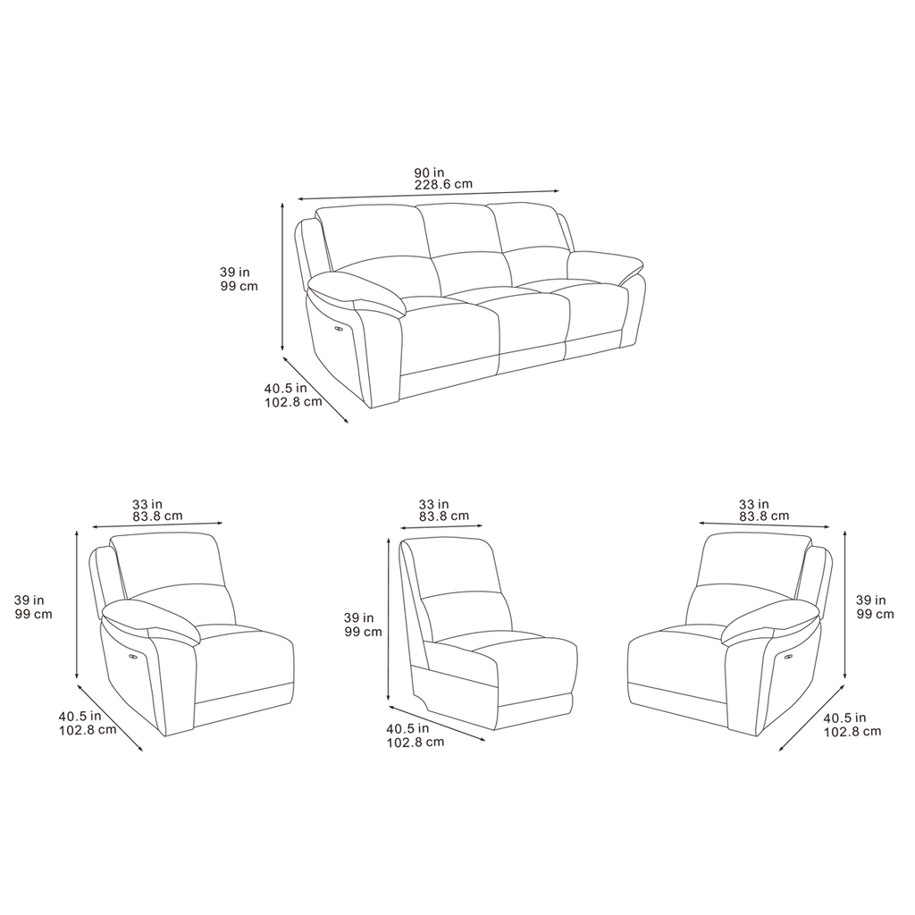 Bellagio Grey Lay-Z-Boy Style Fabric Power Recliner 3 Seater Sofa | Banks | Tampa | Santori | DFS