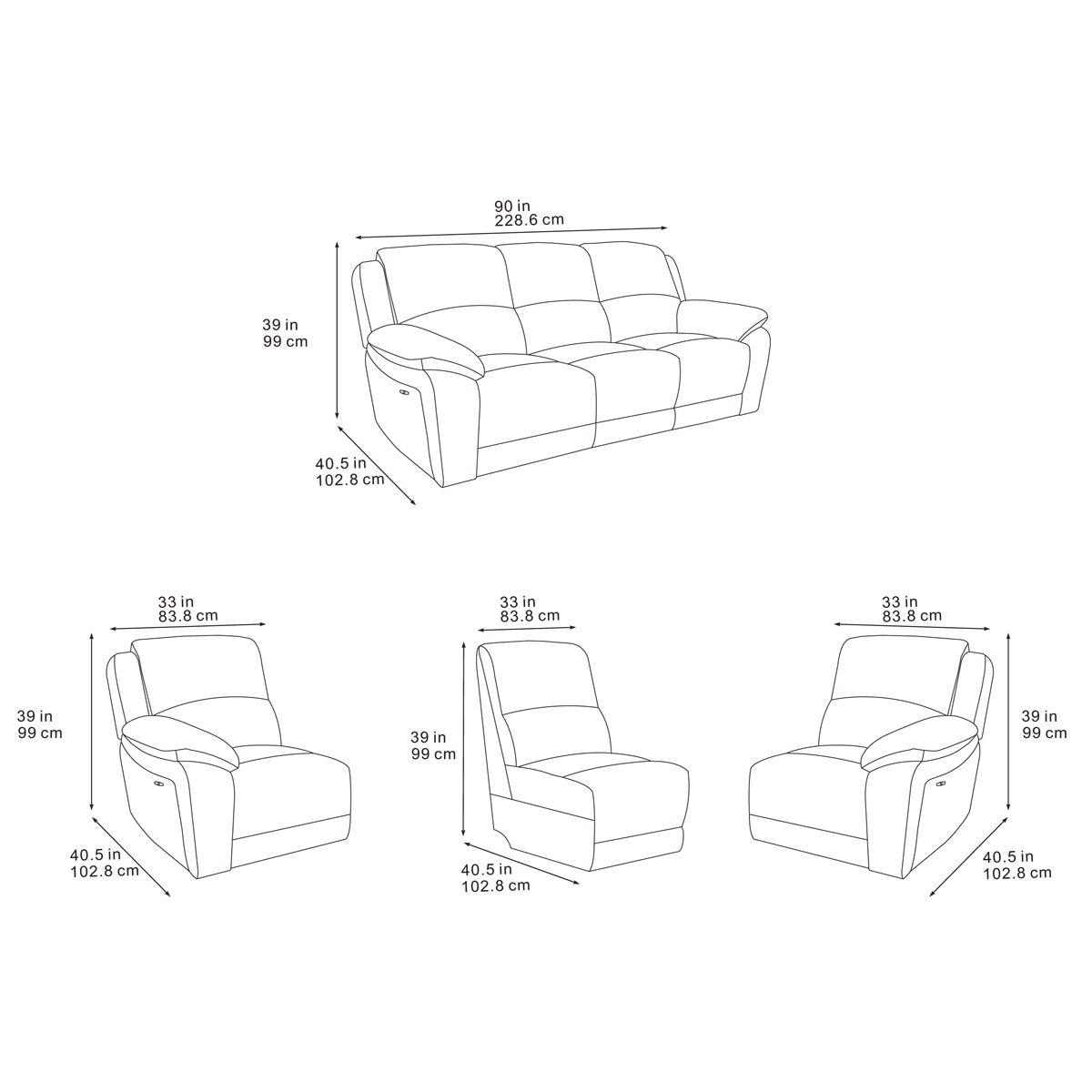Bellagio Grey Lay-Z-Boy Style Fabric Power Recliner 3 Seater Sofa | Banks | Tampa | Santori | DFS