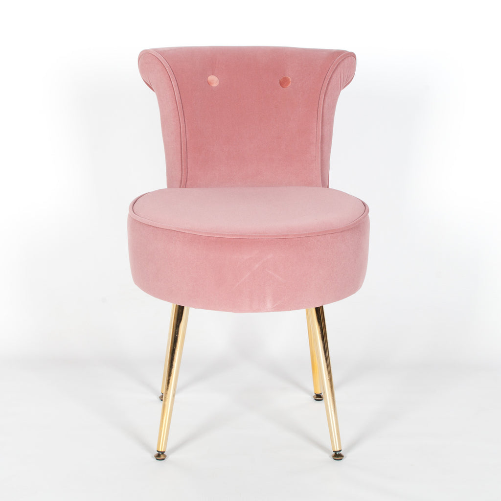 Pink Stool Bedroom Chair with Gold Legs