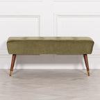 Olive Green Buttoned Ottoman Stool
