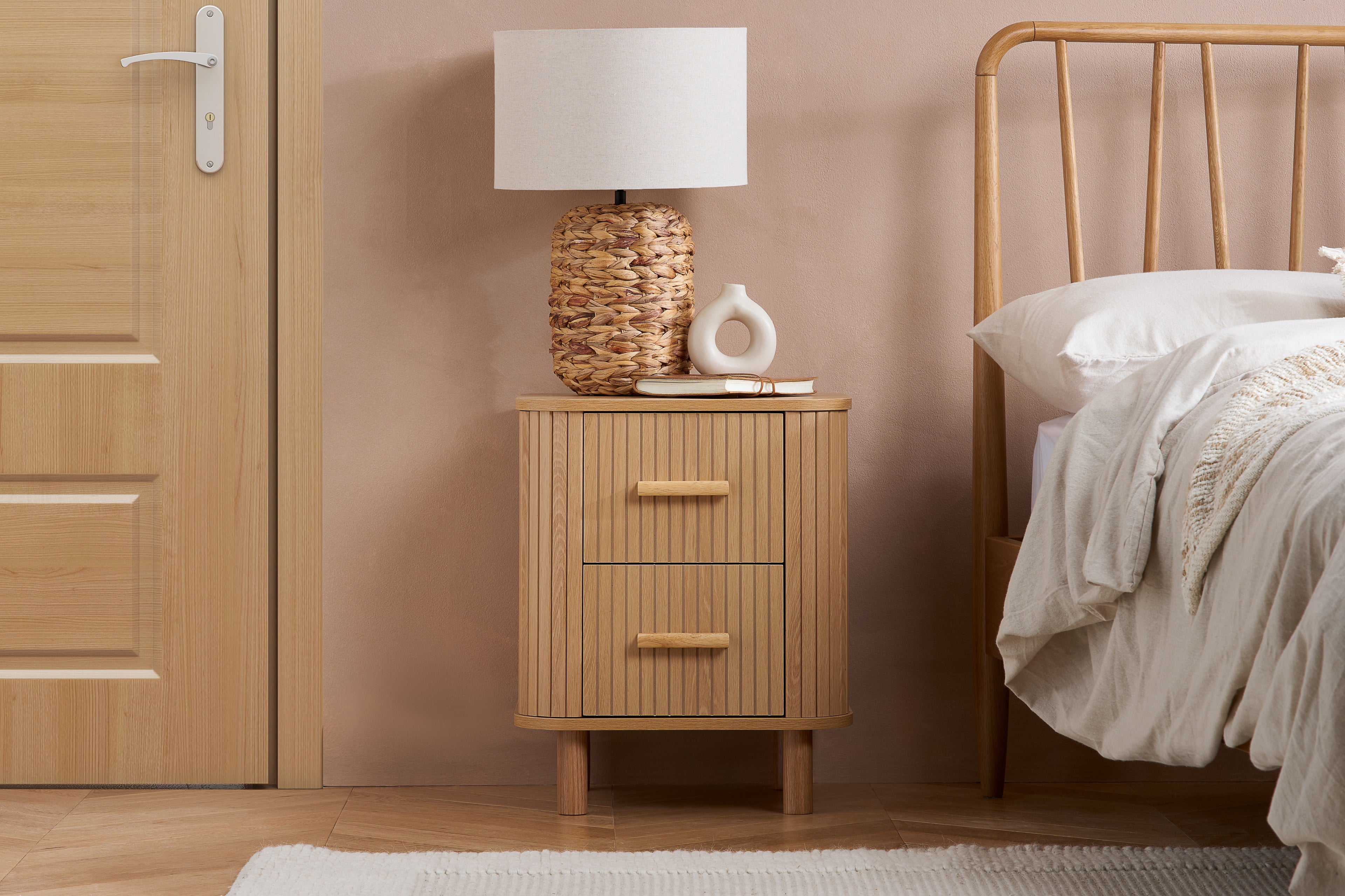 Axel 2 Drawer Fluted Bedside