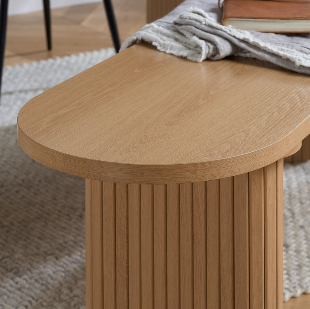 Axel Oval Fluted Dining Table With 2 Benches