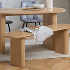Axel Oval Fluted Dining Table With 2 Chairs And Bench