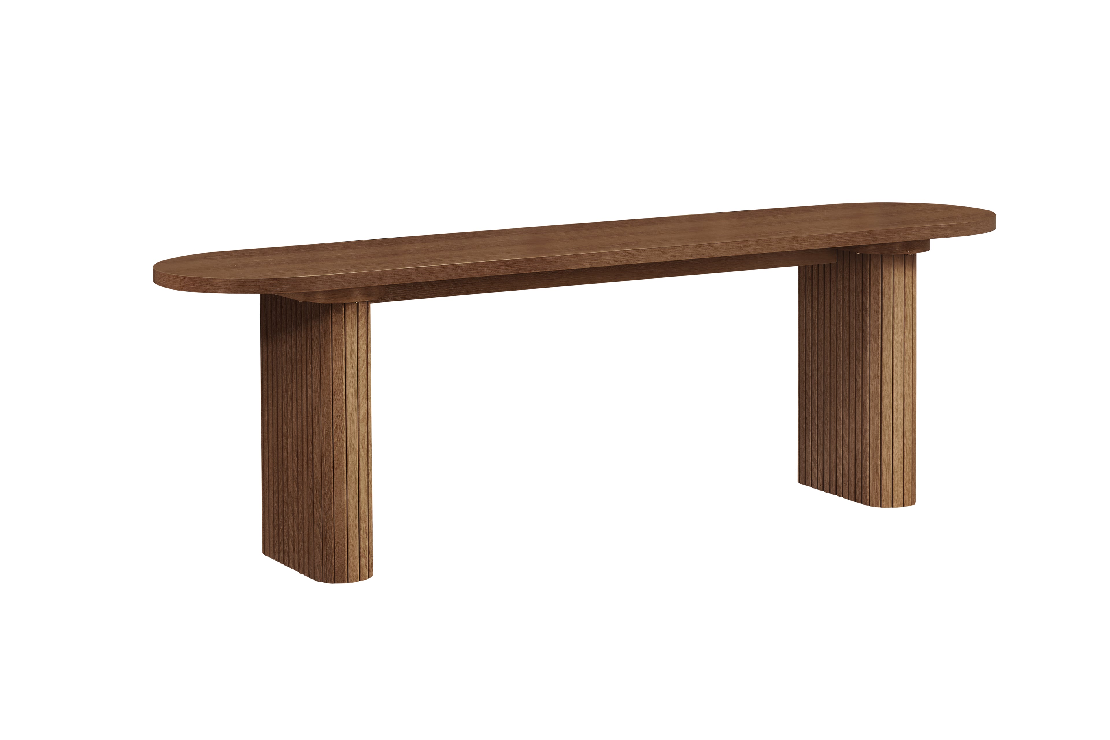 Axel Oval Fluted Dining Table With 2 Chairs And Bench
