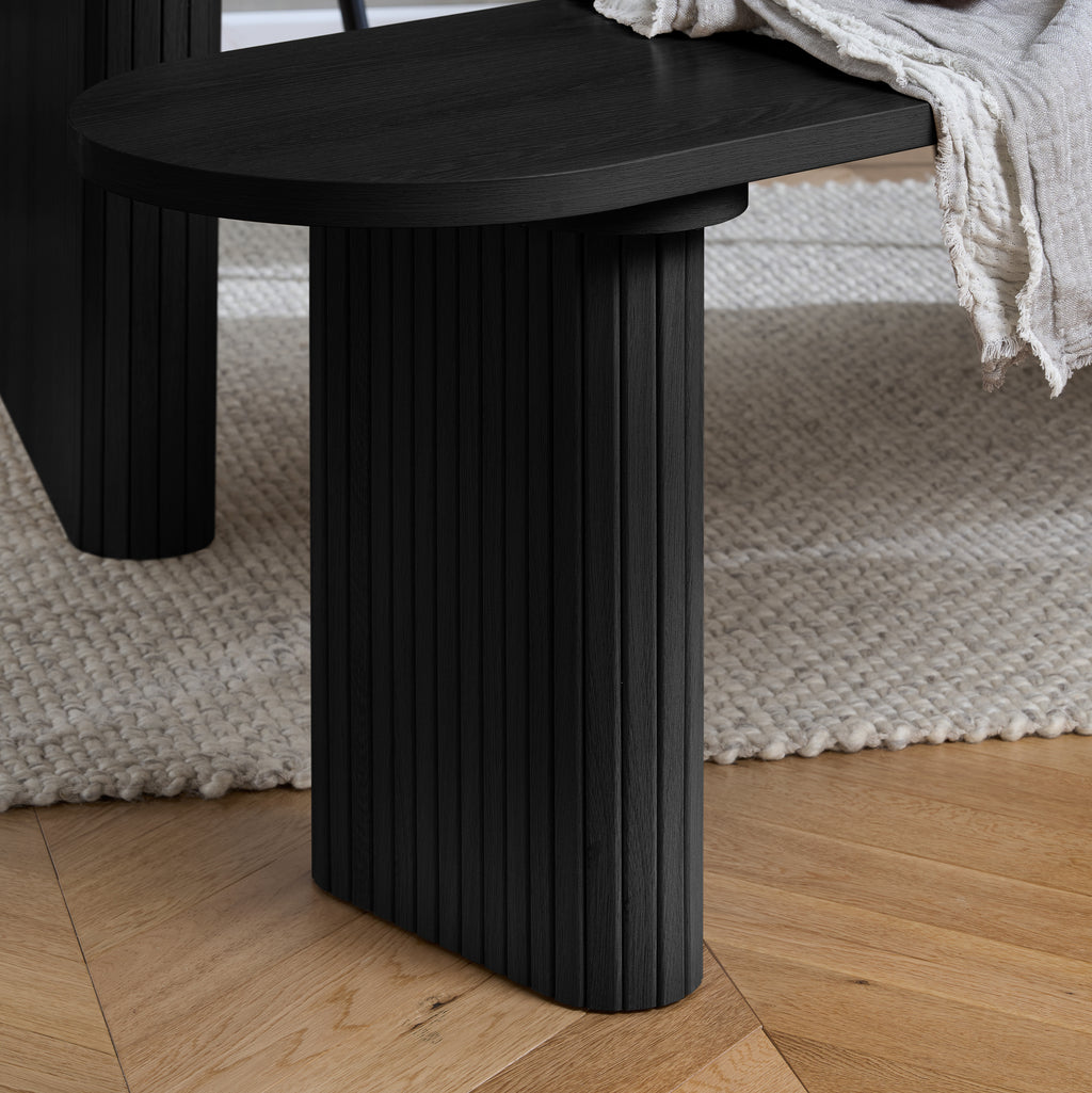 Axel Oval Fluted Dining Table With 2 Chairs And Bench