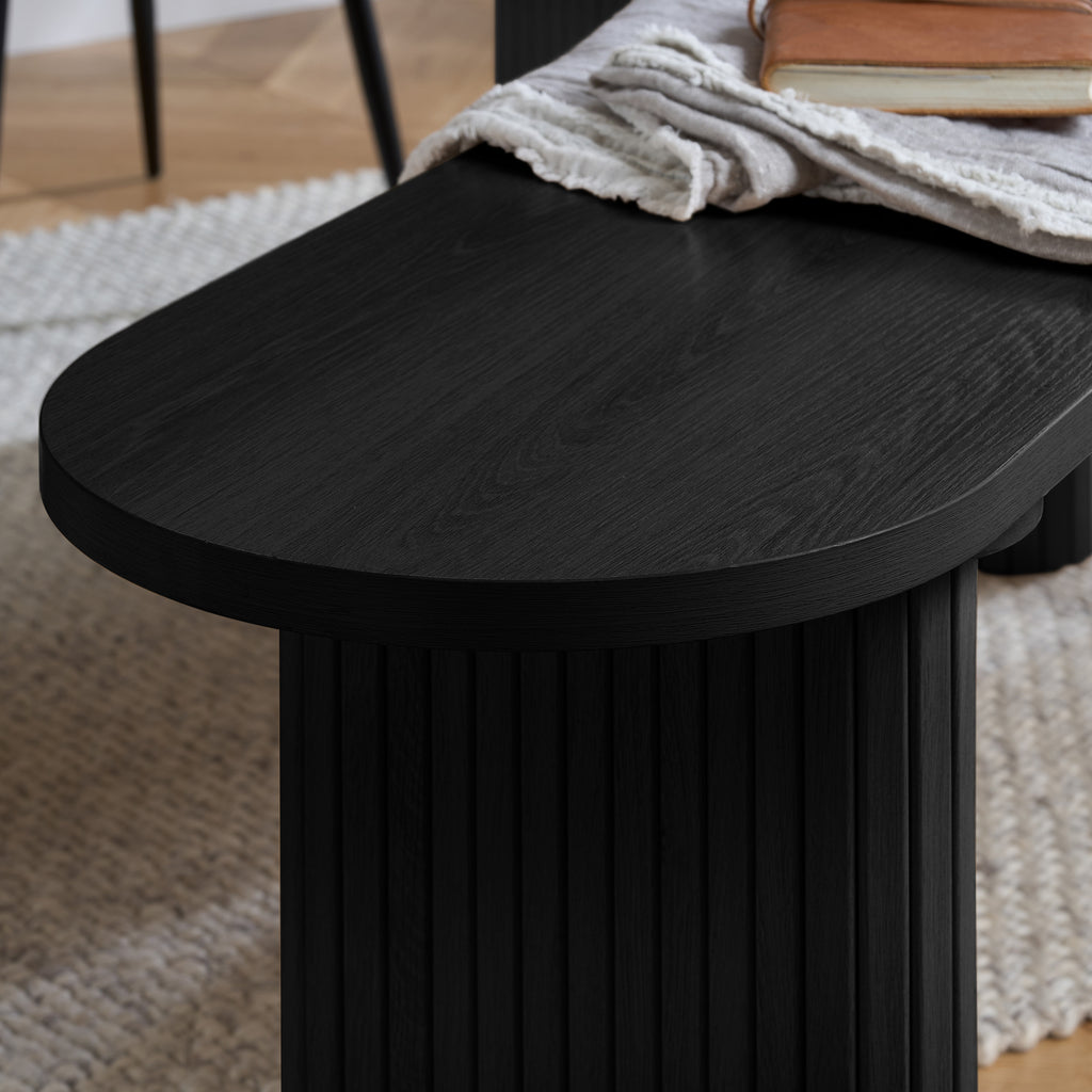 Axel Oval Fluted Dining Table With 2 Chairs And Bench
