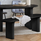 Axel Oval Fluted Dining Table With 2 Chairs And Bench