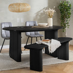 Axel Oval Fluted Dining Table With 2 Chairs And Bench
