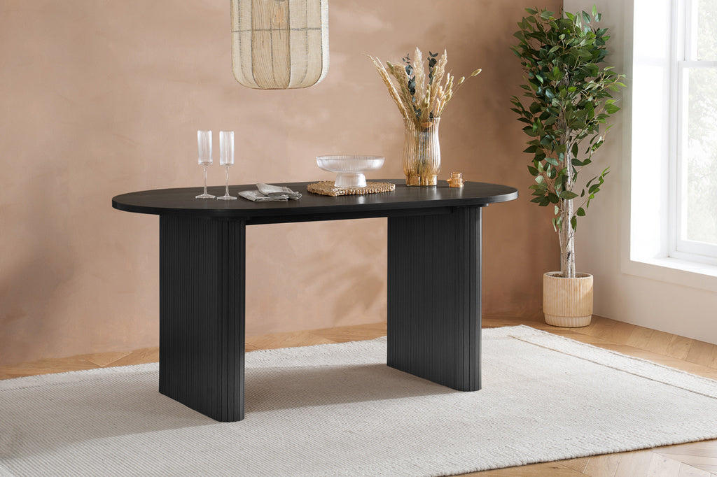 Axel Oval Fluted Dining Table With 4 Chairs