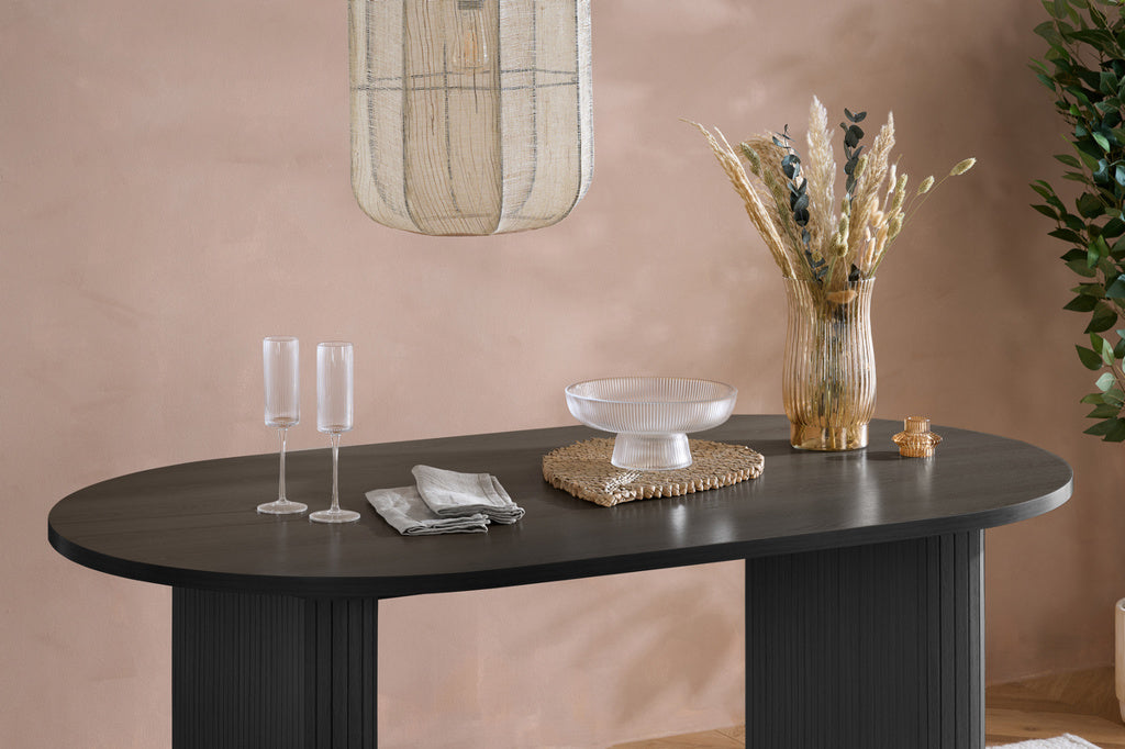 Axel Oval Fluted Dining Table With 4 Chairs