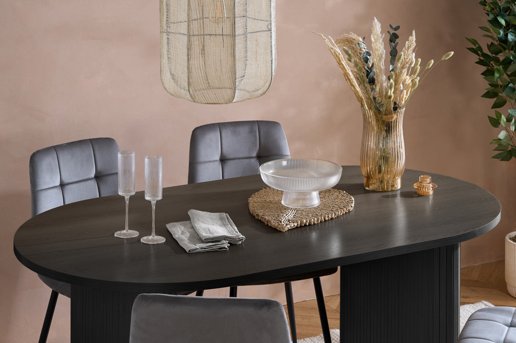 Axel Oval Fluted Dining Table With 4 Chairs