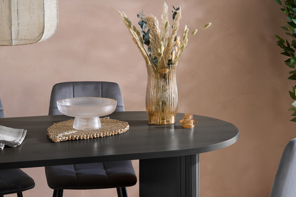 Axel Oval Fluted Dining Table With 4 Chairs