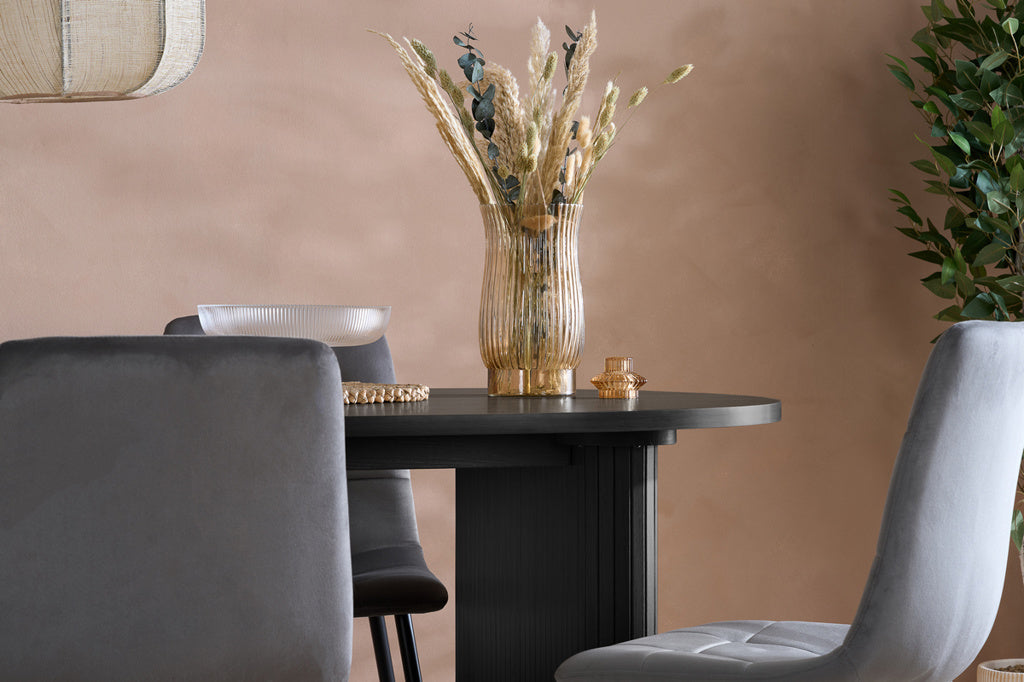 Axel Oval Fluted Dining Table With 4 Chairs