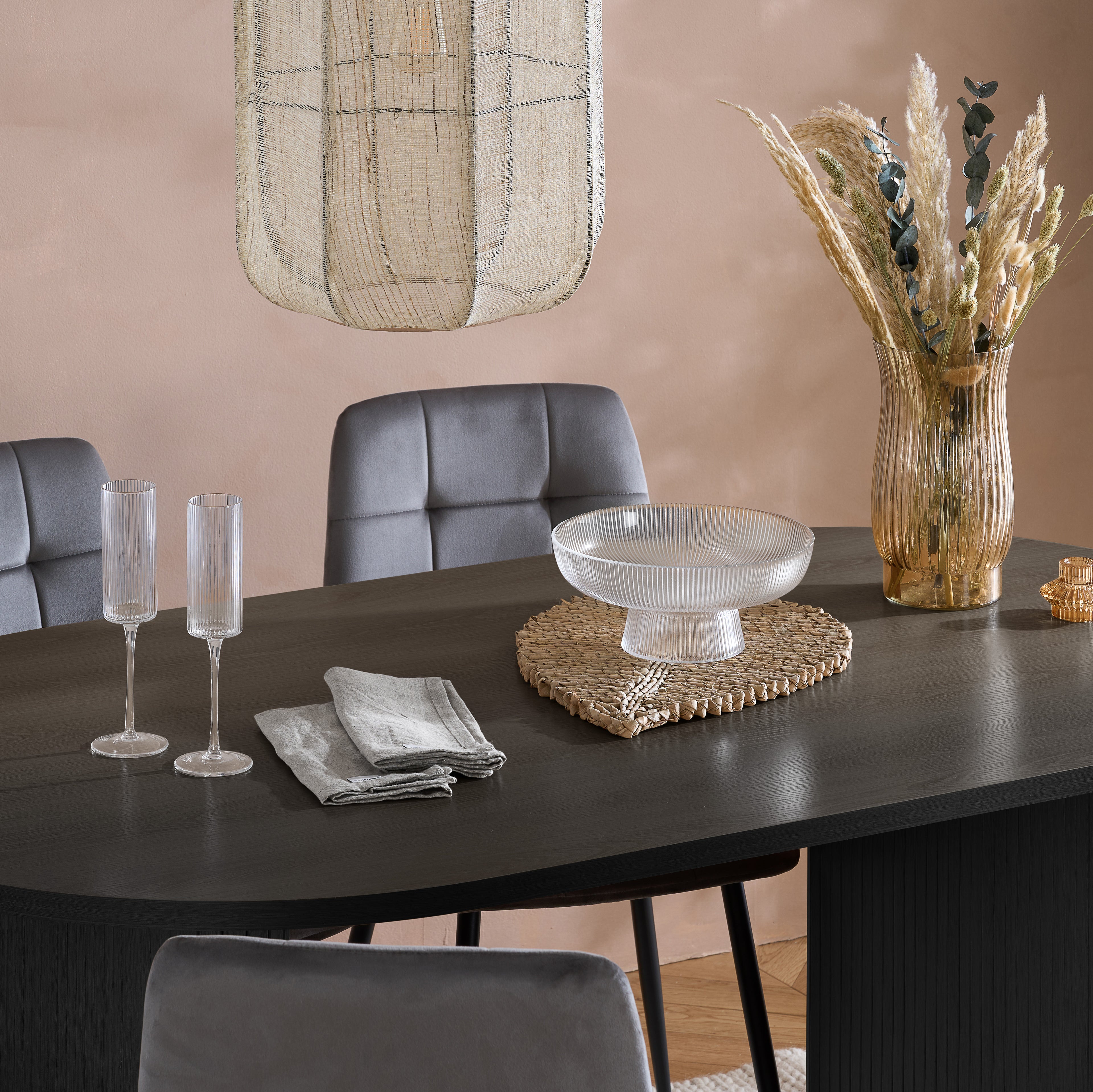 Axel Oval Fluted Dining Table