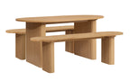 Axel Oval Fluted Dining Table With 2 Benches