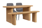 Axel Oval Fluted Dining Table With 2 Chairs And Bench