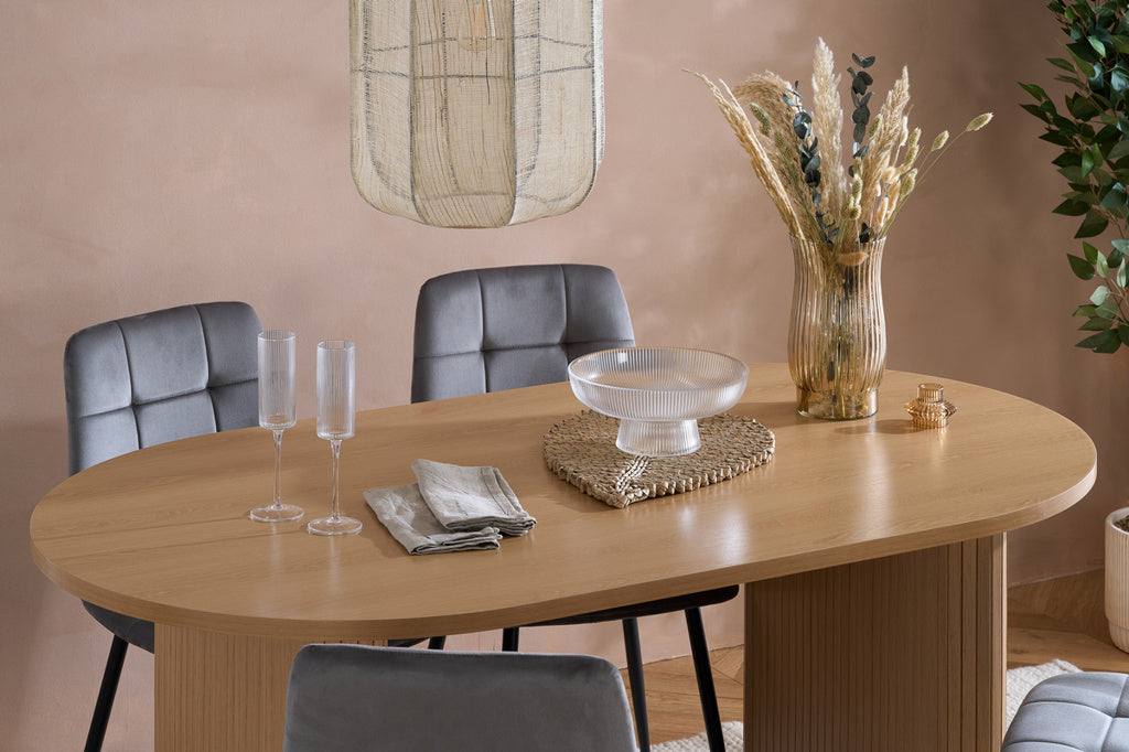 Axel Oval Fluted Dining Table With 4 Chairs
