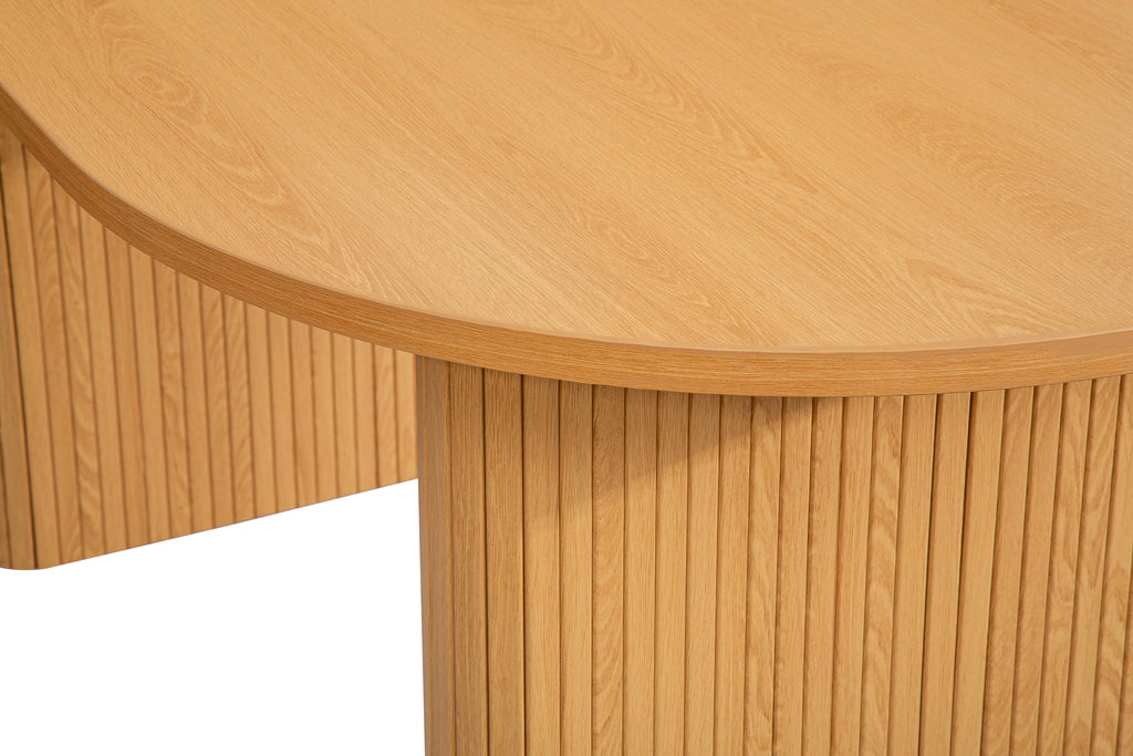 Axel Oval Fluted Dining Table With 2 Chairs And Bench