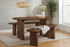 Axel Oval Fluted Dining Table With 2 Benches