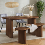 Axel Oval Fluted Dining Table With 2 Chairs And Bench