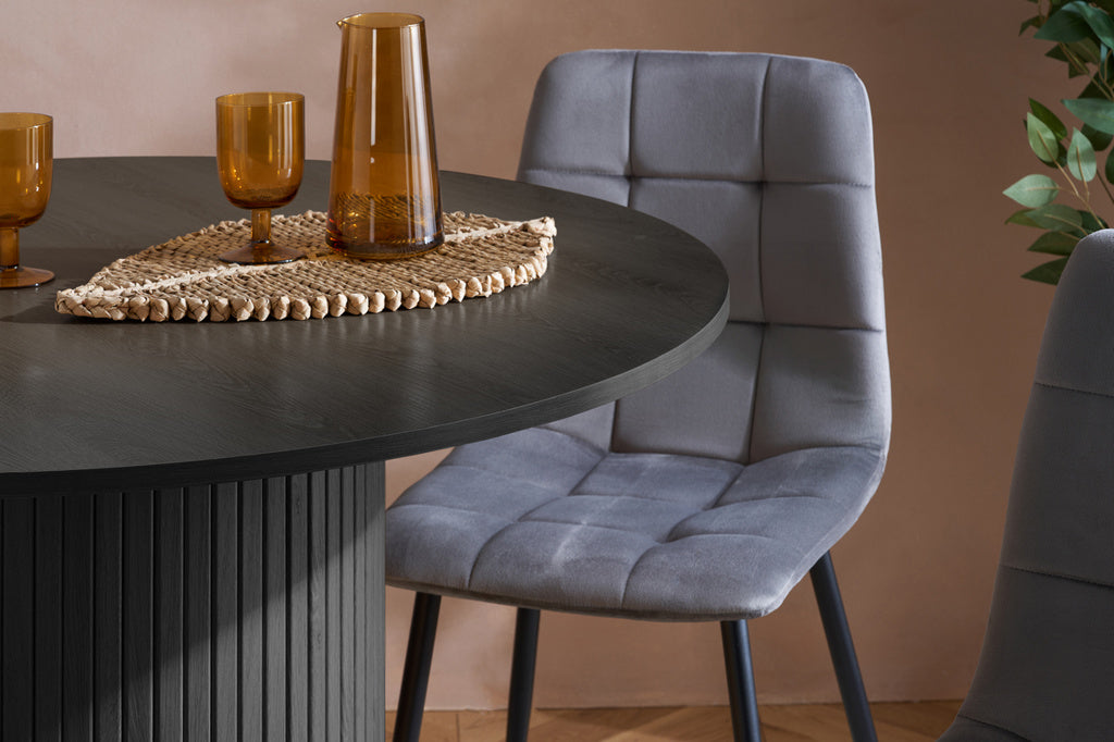 Axel Round Fluted Dining Table with 4 Chairs