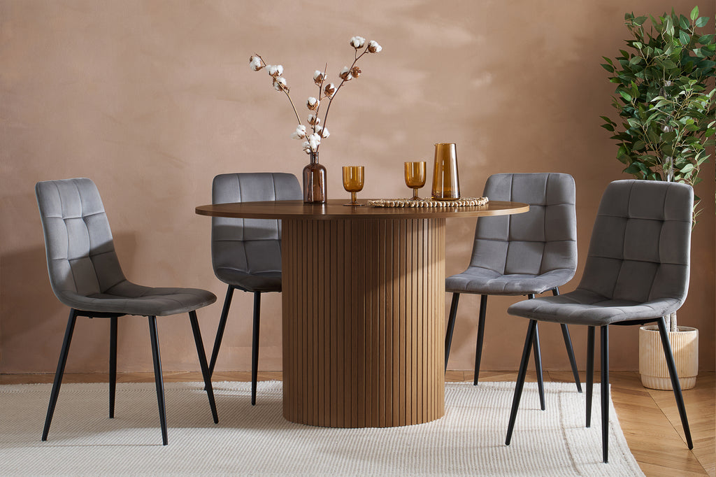 Axel Round Fluted Dining Table with 4 Chairs