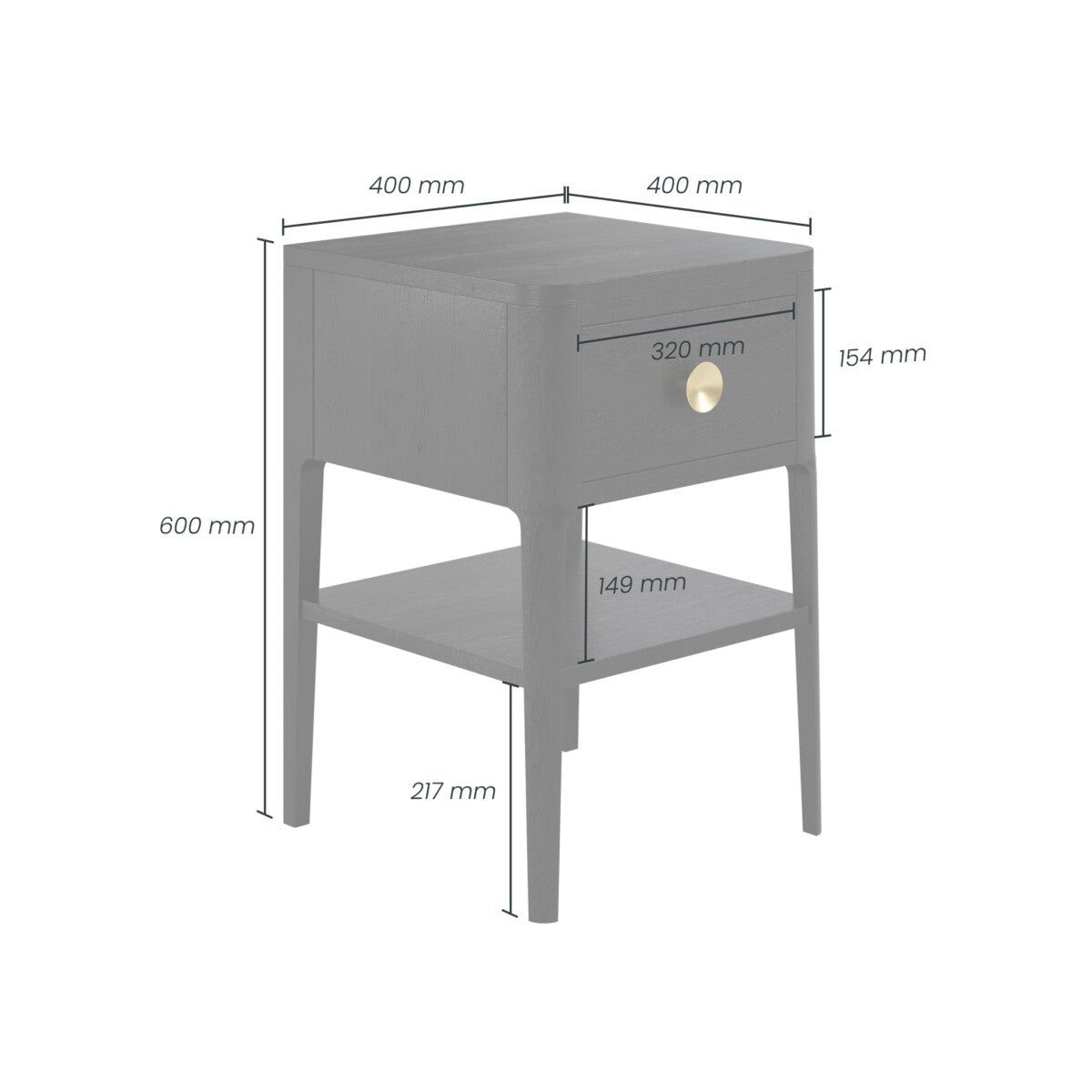 Amelie Bedside Black One Drawer