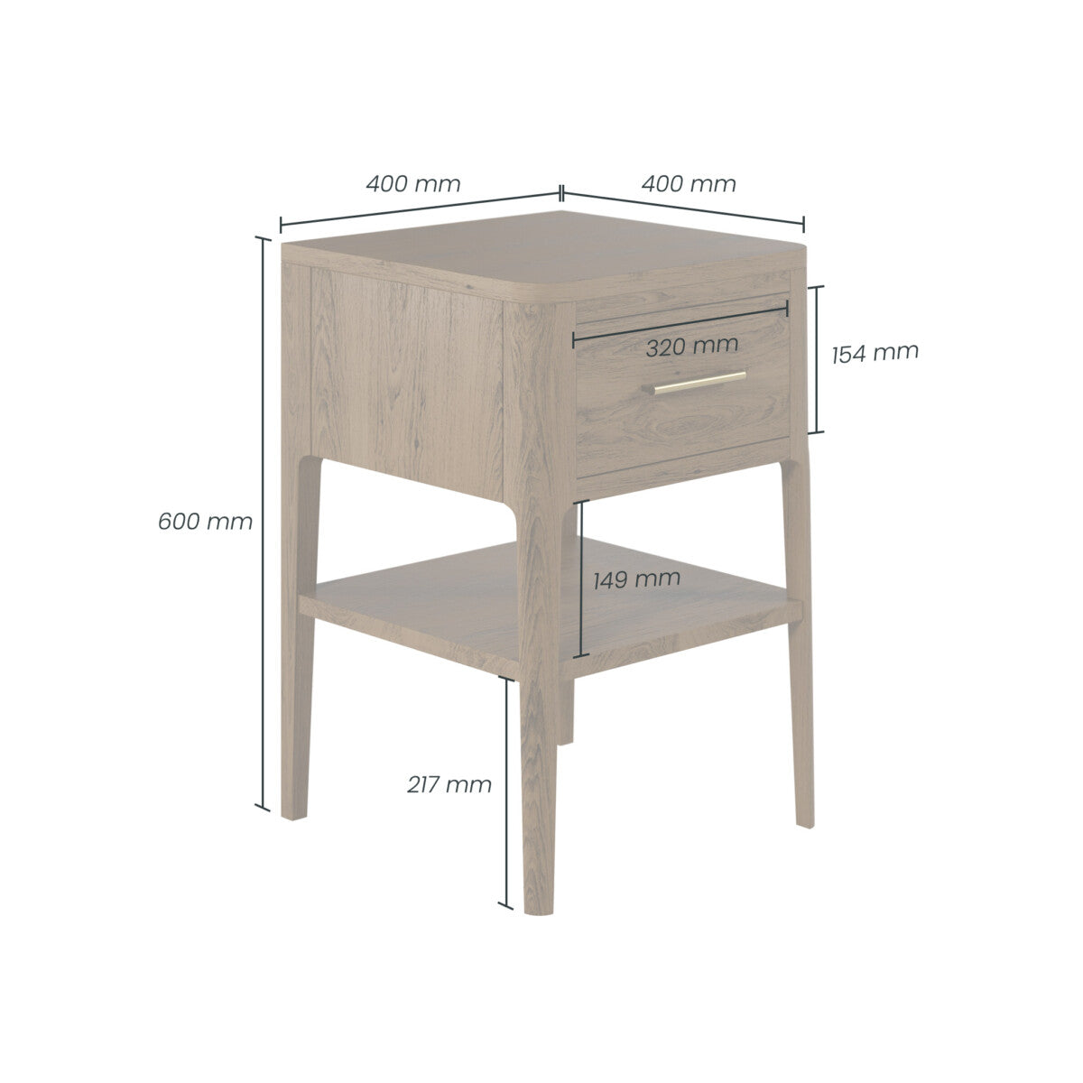 Amelie Bedside Brown one Drawer