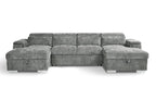 Alaya Large Grey U Shape Sofabed with Storage and Adjustable Headrests