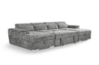 Alaya Large Grey U Shape Sofabed with Storage and Adjustable Headrests