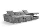Alaya Large Grey U Shape Sofabed with Storage and Adjustable Headrests