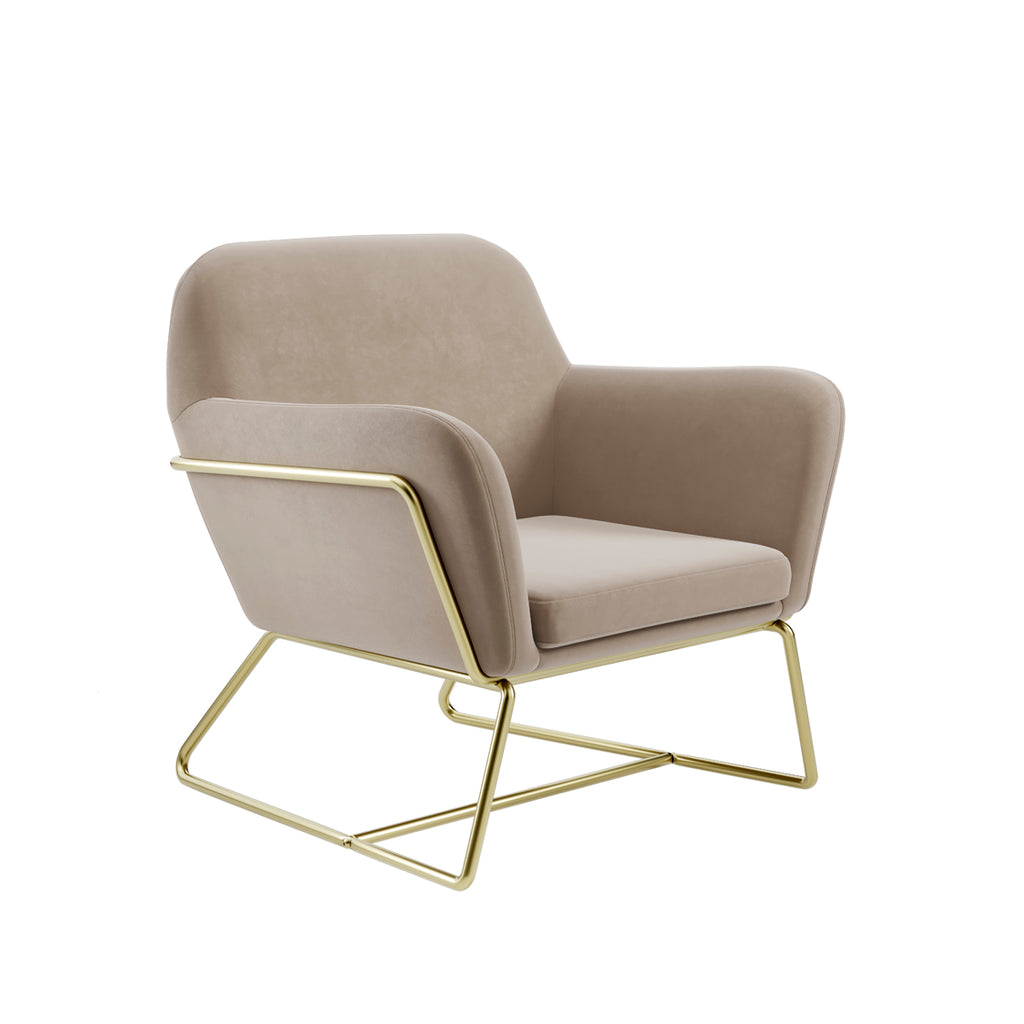 CHARLES ARMCHAIR BEIGE VELVET / BRUSHED GOLD