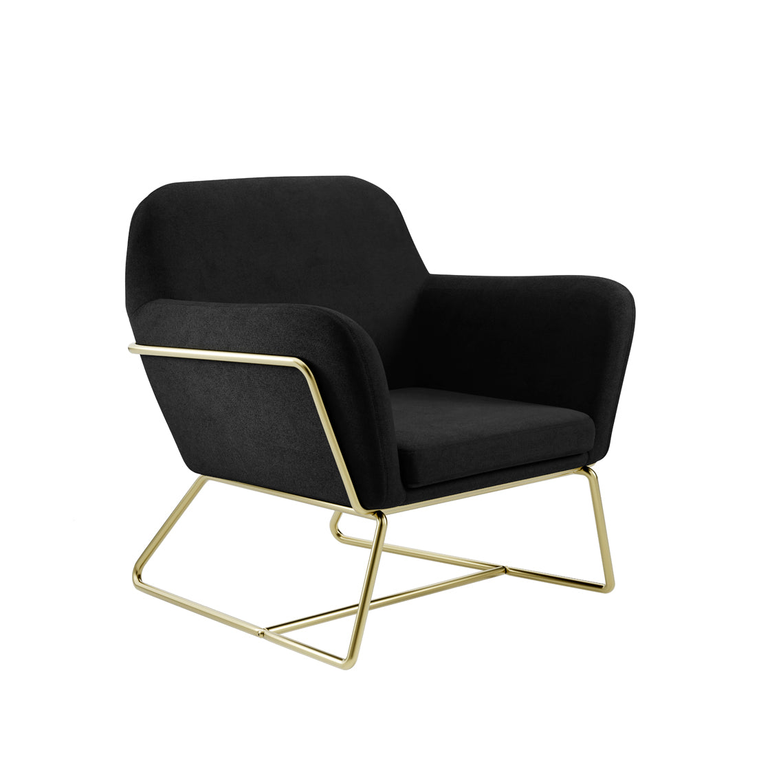 CHARLES ARMCHAIR BLACK VELVET / BRUSHED GOLD