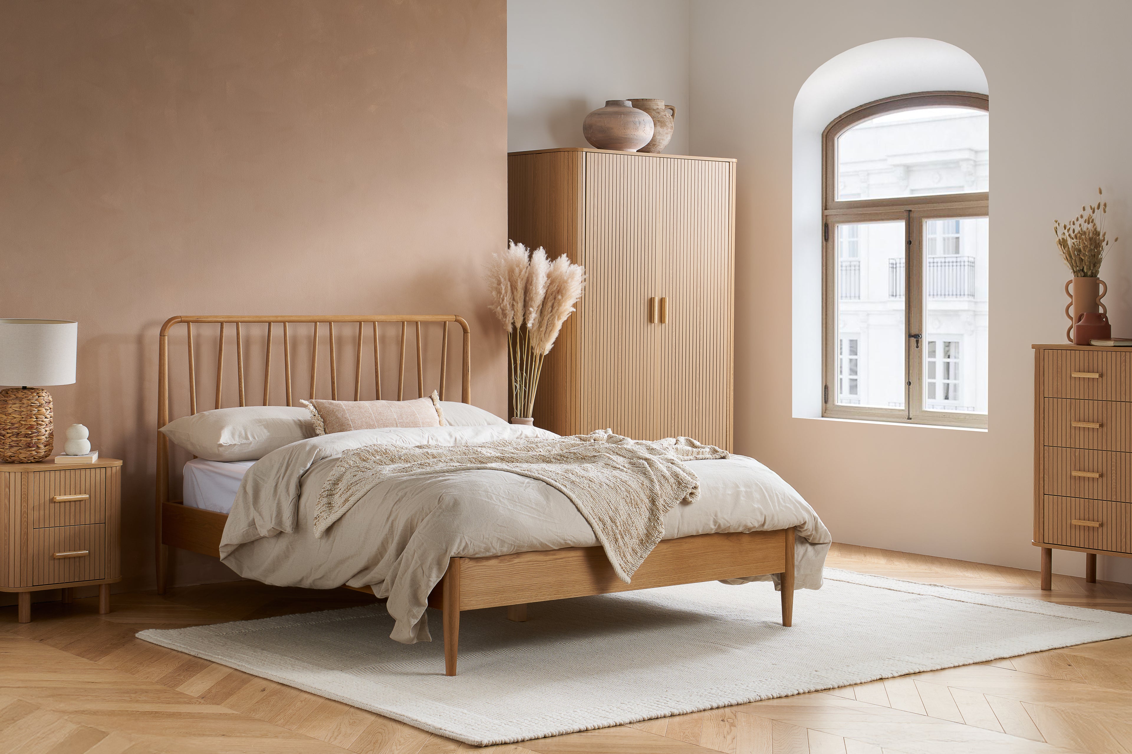 Axel 2 Door 1 Drawer Fluted Wardrobe