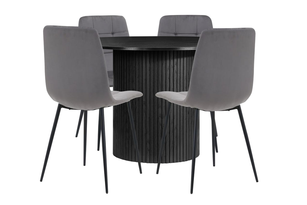 Axel Round Fluted Dining Table with 4 Chairs