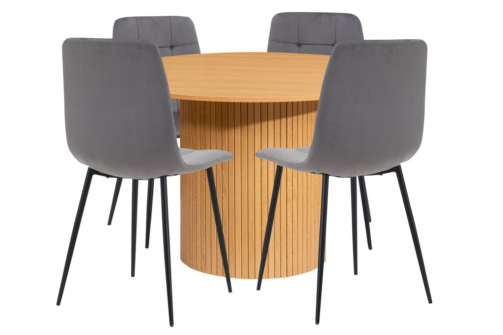 Axel Round Fluted Dining Table with 4 Chairs