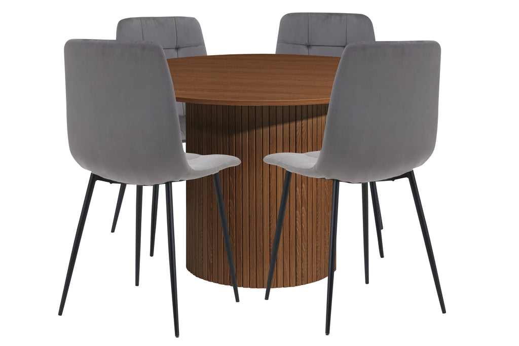 Axel Round Fluted Dining Table with 4 Chairs