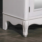 French Style White Carved Double Full Mirrored Armoire
