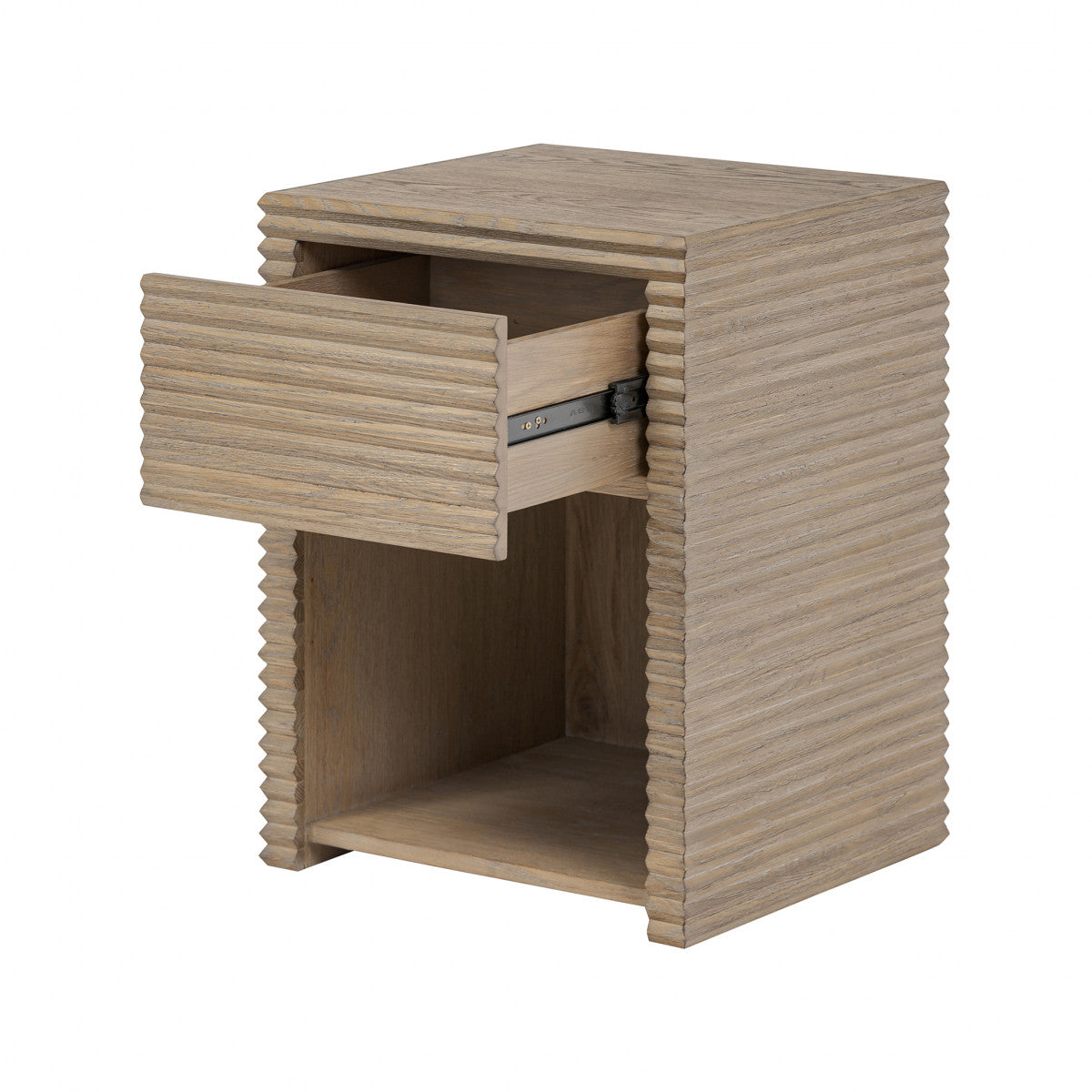 Oakham Ribbed Oak Bedside One Drawer