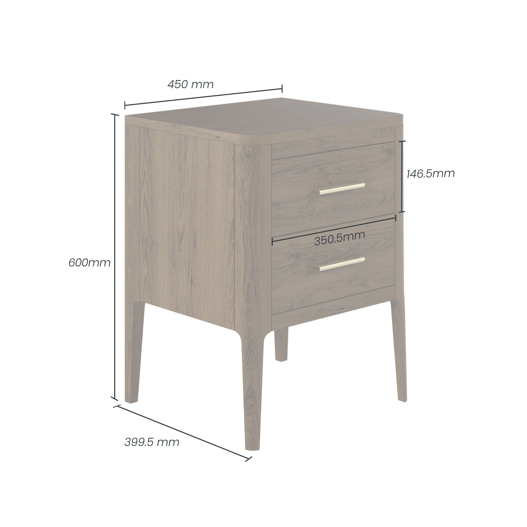 Amelie Bedside Brown two Drawers