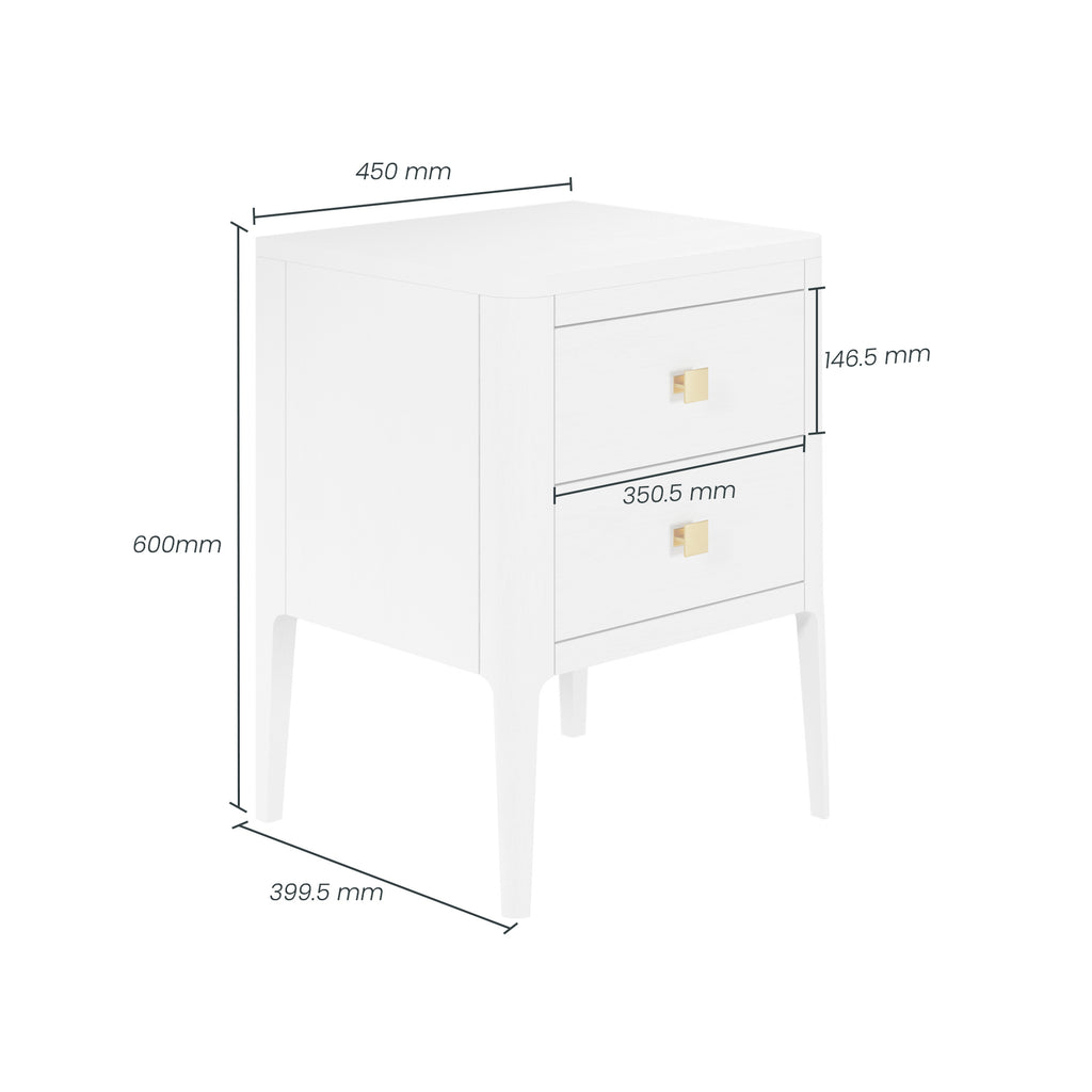 Amelie Bedside White two Drawers