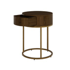 Raphia Bedside Round Wooden Brown