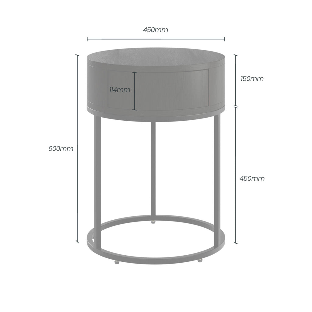 Raphia Bedside Round Wooden Brown