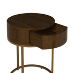 Raphia Bedside Round Wooden Brown
