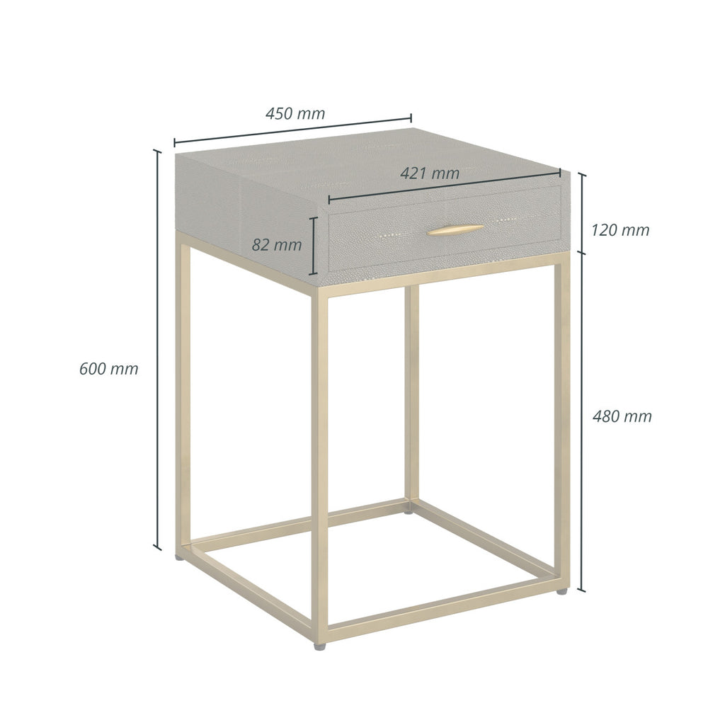 Raphia Bedside Table Grey Shagreen