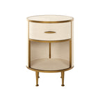Raphia Bedside Round Ivory Shagreen