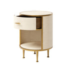 Raphia Bedside Round Ivory Shagreen