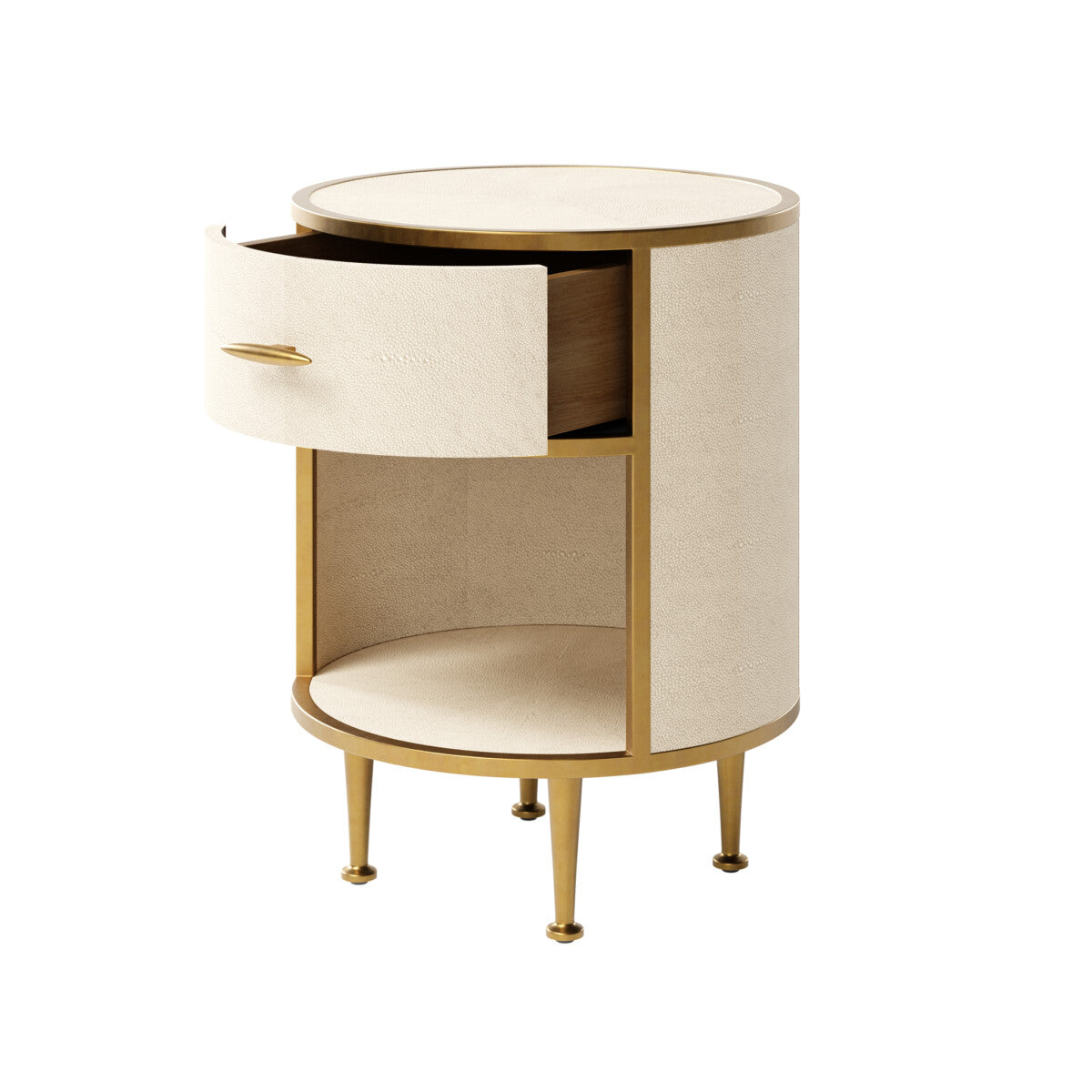 Raphia Bedside Round Ivory Shagreen