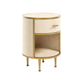 Raphia Bedside Round Ivory Shagreen