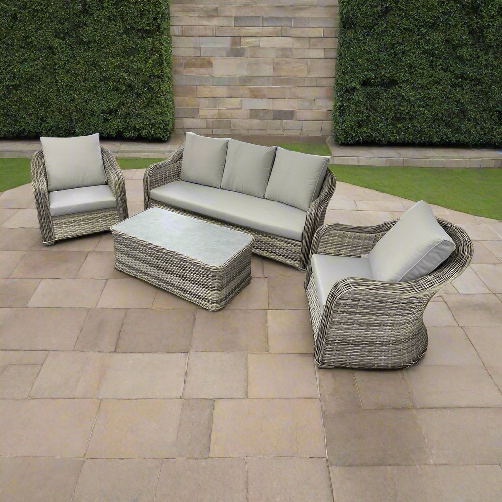 Ascot Grey Rattan Garden Lounge Set With Coffee Table